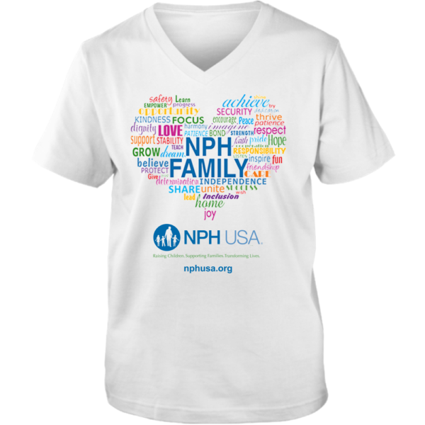 NPH USA Heart Adult Unisex V-Neck Tee - Image 3