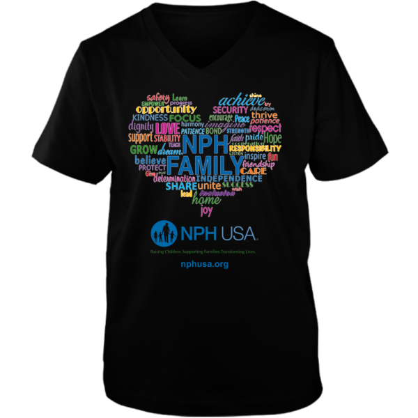 NPH USA Heart Adult Unisex V-Neck Tee - Image 2